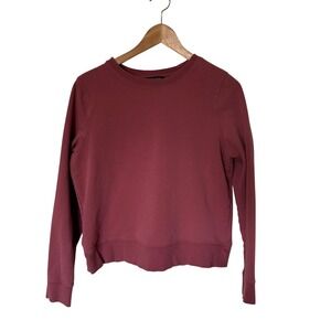 Athleta Coaster Luxe Sweatshirt Women S Rose Plum Excellent Brushed Fleece Crew